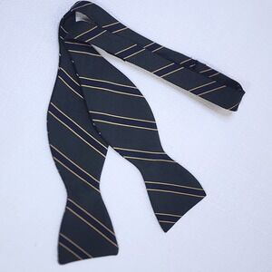 ATKINSONS IRISH POPLIN Striped Adjustable Silk Self Bow Tie H.M Ireland